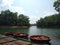 Coracle boats on the river, Kottur ecotourism Thiruvananthapuram Kerala