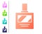 Coral Aftershave icon isolated on white background. Cologne spray icon. Male perfume bottle. Set color icons. Vector