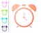 Coral Alarm clock icon isolated on white background. Wake up, get up concept. Time sign. Set color icons. Vector