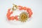 Coral Bracelet with Filigre Flower