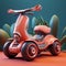 Coral Cartoon Scooter: Overwatch Style 3d Cgi Art