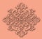Coral Color Grunge Modern Damask Pattern. Vector illustration