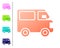 Coral Delivery cargo truck vehicle icon isolated on white background. Set color icons. Vector Illustration
