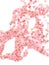 Coral foil confetti scatter vector composition. Rhythmic gymnastics dress sequins background.