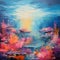 Coral Impressionism Seascape Abstract On Canvas - Surreal Dreamlike Landscape