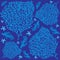 Coral Pattern in Blue Colors - Foliage and Stars