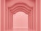 Coral pink classical interior space 3d render