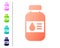 Coral Printer ink bottle icon isolated on white background. Set color icons. Vector