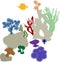 Coral reef. Colorful silhouettes