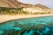 Coral reef of Red Sea, beach and desert near Eilat, Israel