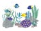 Coral reef scene with sea fish.