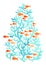 coral reef and school of fish Christmas tree watercolor.