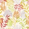 Coral reef seamless pattern., Caribbean staghorn and pillar corals diversity.