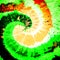 Coral Spiral Tie Dye Print. Indigo Swirl Watercolor Vintage. Green Aquarelle Texture. Colorful Dirty Art Paint. White Bohemian Fas