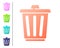 Coral Trash can icon isolated on white background. Garbage bin sign. Recycle basket icon. Office trash icon. Set color