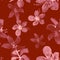 Coral Tropical Leaves. Red Seamless Nature. Gray Pattern Palm. Ruby Flower Palm. Scarlet Wallpaper Exotic.