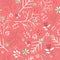 Coral vintage florals seamless pattern