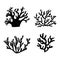 Corals and algae marine set different. isolated silhouette on a white background vector