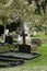 Corby, U.K, April 28, 2019 - -Tombstones in cemetery, spring time