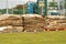 Corby, U.K, June 20, 2019 - paper pile and cardboard for recycle. Outdoor