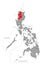 Cordillera Administrative Region red highlighted in map of Philippines