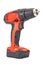 Cordless 12V drill driver powered by Li-ion battery with keyless chuck in red and black rubberized reinforced plastic case