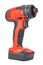 Cordless 12V screwdriver powered by Li-ion battery with hexagonal chuck in red and black rubberized reinforced plastic case