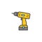 Cordless electric screwdriver linear icons vector sign