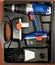 Cordless hammer drill kit in black case