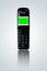 Cordless phone on gray gradient background.