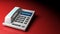 Cordless telephone with blue write SUPPORT, on a red desk - 3D rendering illustration