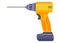 cordless yellow drill for making holes. construction tool.