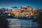 Cordoba Skyline at night with Cathedral, Roman Bridge and San Rafael triumphal monument - Cordoba, Andalusia, Spain