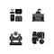 Core services black glyph icons set on white space
