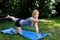 Core strength exercise - blond woman