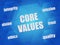 Core values and business concept words in hexagons