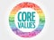 Core Values circle word cloud