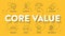 Core Values diagram infographic template with icon vector has innovation, leadership, ethic, commitment, teamwork, honesty,