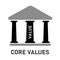 core values of organization orcompany represented with building column symbol of integrity commitment and priciples icon