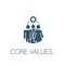 Core Values Solid Icon w person & collaborating / thinking ideas