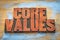 Core values in vintage wood type
