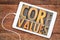 Core values word abstract on tablet