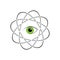 Core Vision Value Icon with green eye inside. Simple isolated symbol on the white background.