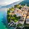 Corenno Plinio - Lake Como IT - Aerial view of the village