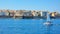 corfu city center buildings sailboat greece