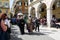 CORFU, GREECE - APRIL 6, 2018: The epitaph processions of Good Friday in Corfu. Every church organize a litany