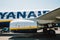 Corfu, Greece - September 2021. Boeing 737 of Ryanair arrival to Kerkyra in airport. Irish low-cost airline. Details of