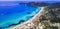 Corfu island - scenic beach Agios Georgios Pagon  Aerial drone view.