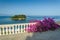 Corfu, Kerkyra view from the coast at the Pantokrator church on the island of Pontikonisi