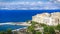 Corfu old harbour, city symbol. Panoramic view